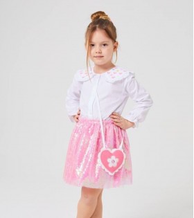 PEMBE PULLU ETEKLİ ÇANTALI TAKIM