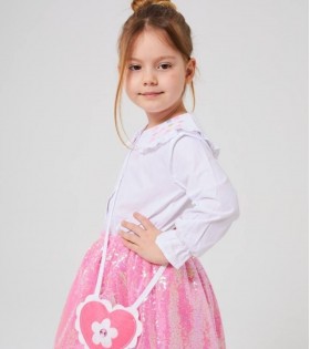 PEMBE PULLU ETEKLİ ÇANTALI TAKIM
