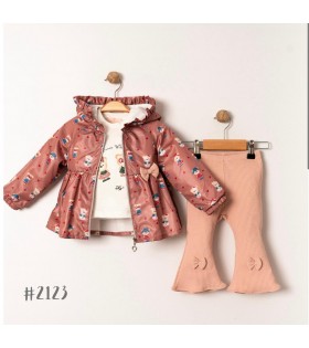 Yağmurluk 3 lü kız bebek takım pembe
