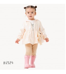 Yağmurluk Parlak krem 4 lü kız bebek takım(aksesuarlı)